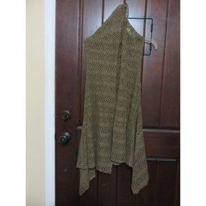 KAKTUS SLEEVELESS CROCHET LOOK FISHNET LOOK HOODIE  ASYMMERICAL HEM SIZE L